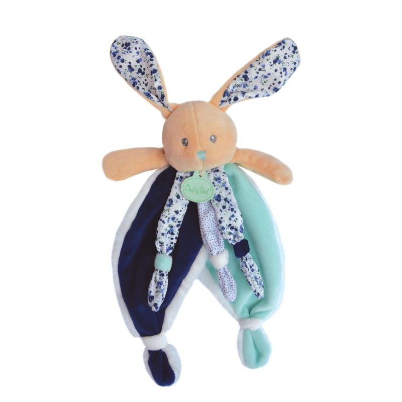  - les poupis - lapin bleu marine turquoise 25 cm 